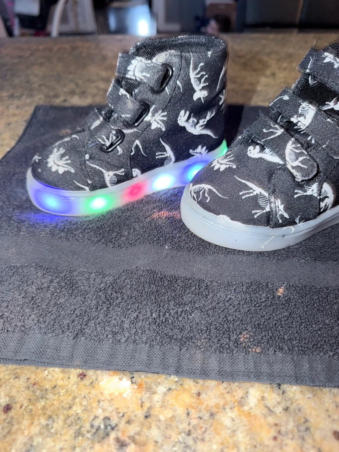 Dinosaur Print Light-Up Sneakers (size 7C) image indicator(2)