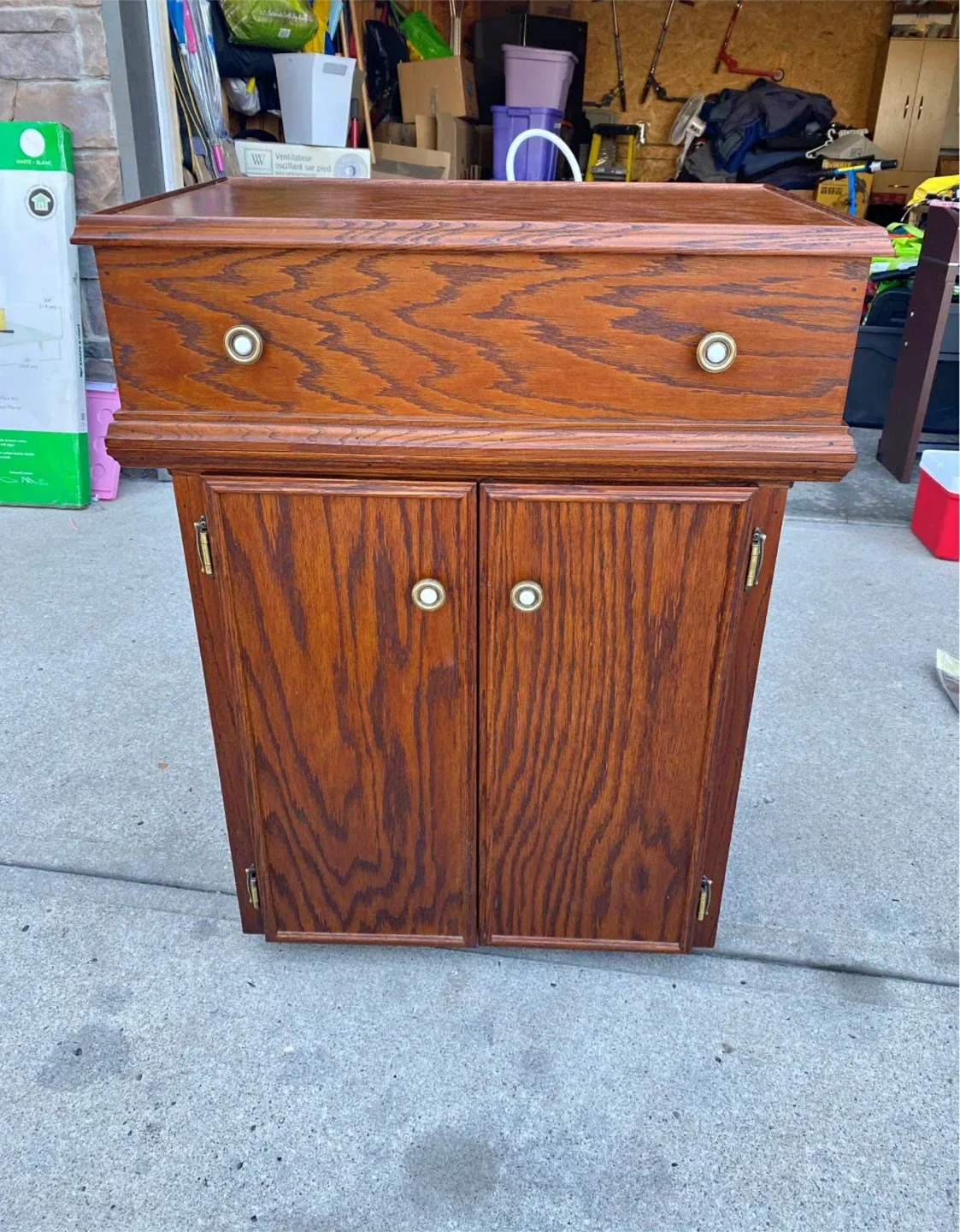 Solid Wood Desk Cabinet - Brown