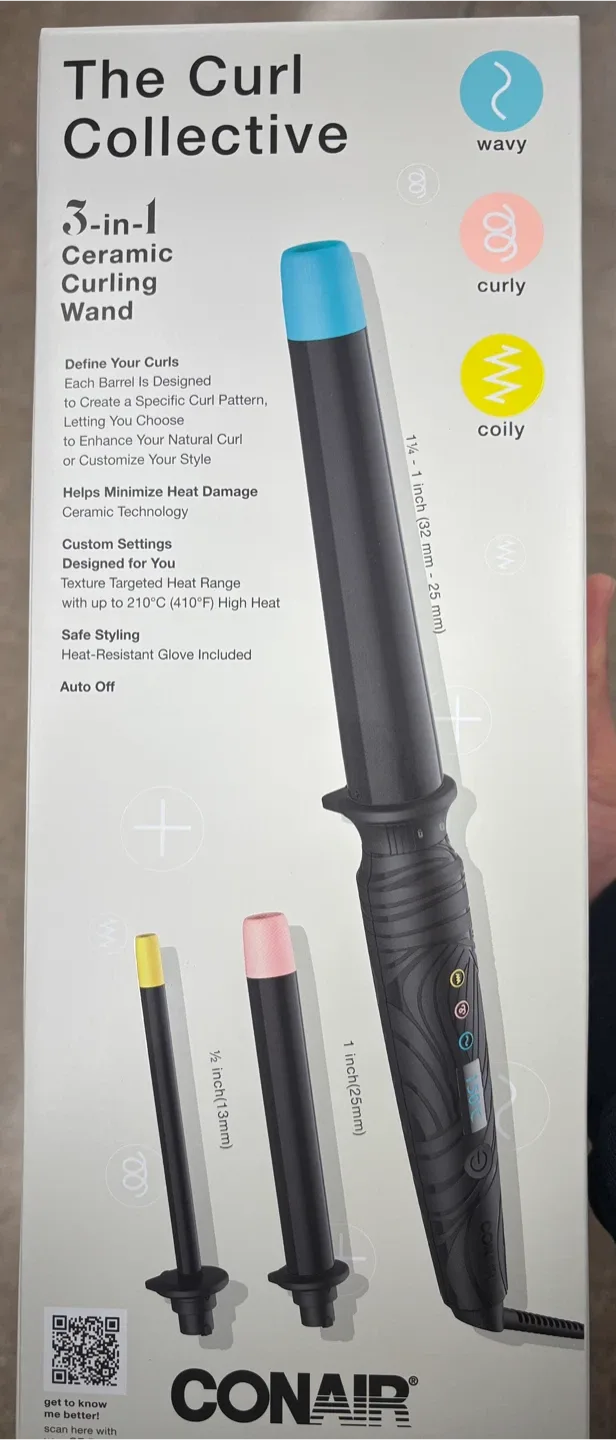 Conair The Curl Collective 3-in-1 Ceramic Curling Wand