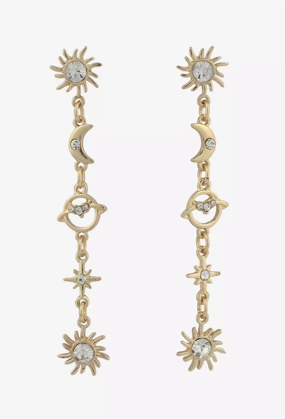 Moon Sun Star Saturn Planet Dangle Earrings image indicator(3)