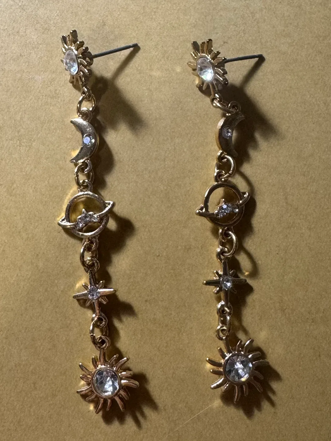 Moon Sun Star Saturn Planet Dangle Earrings