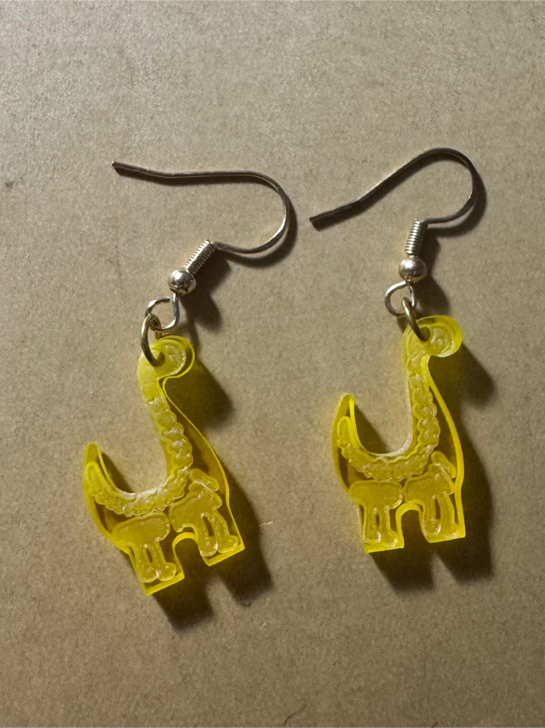 Yellow Dinosaur Skeleton Earrings - photo 2
