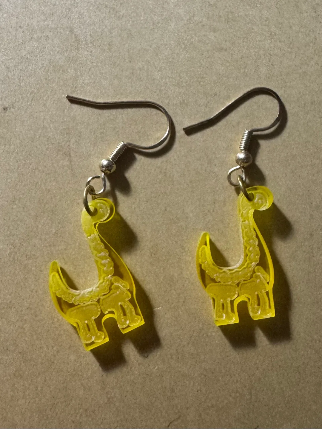 Yellow Dinosaur Skeleton Earrings image indicator(2)