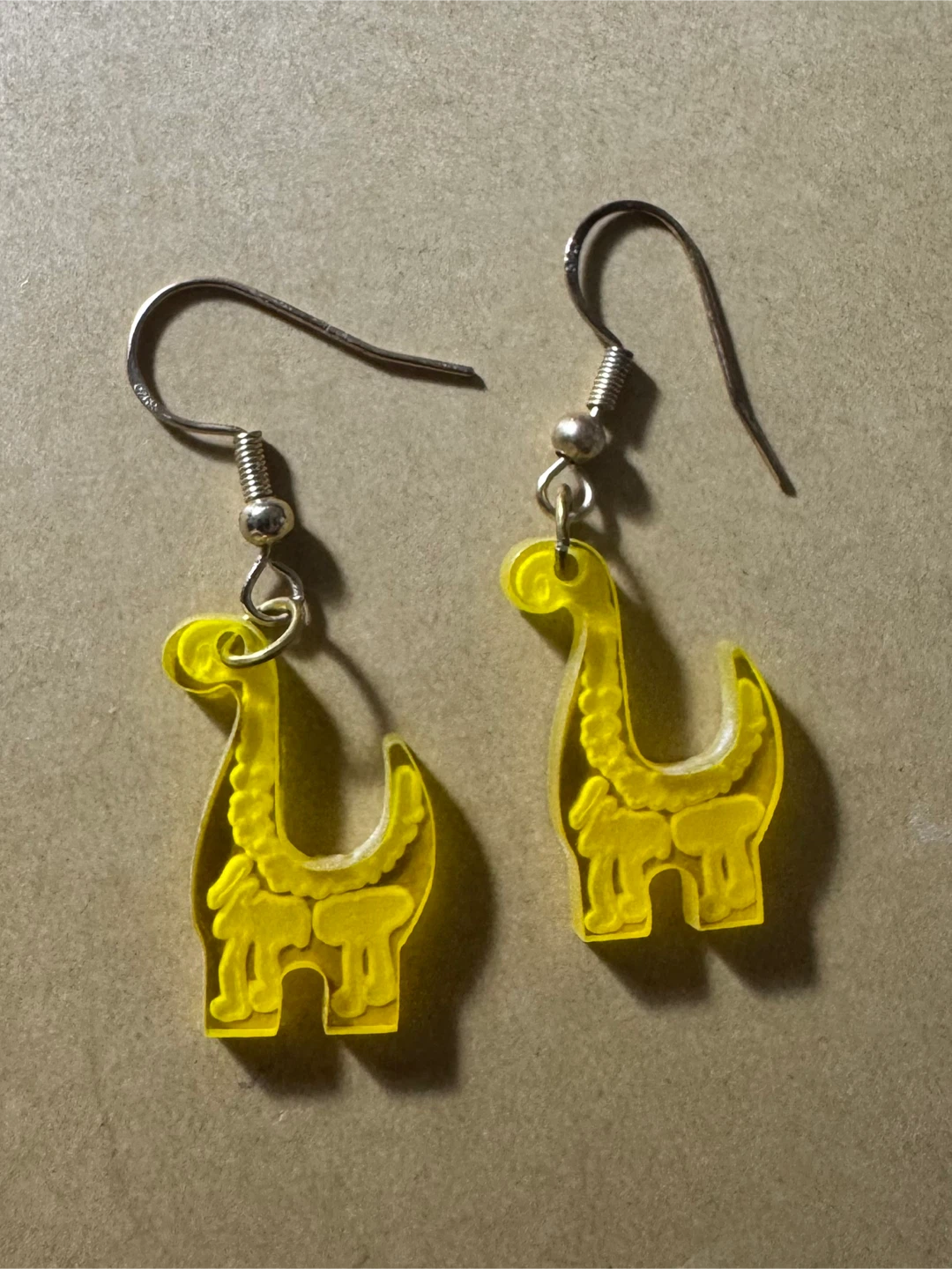 Yellow Dinosaur Skeleton Earrings