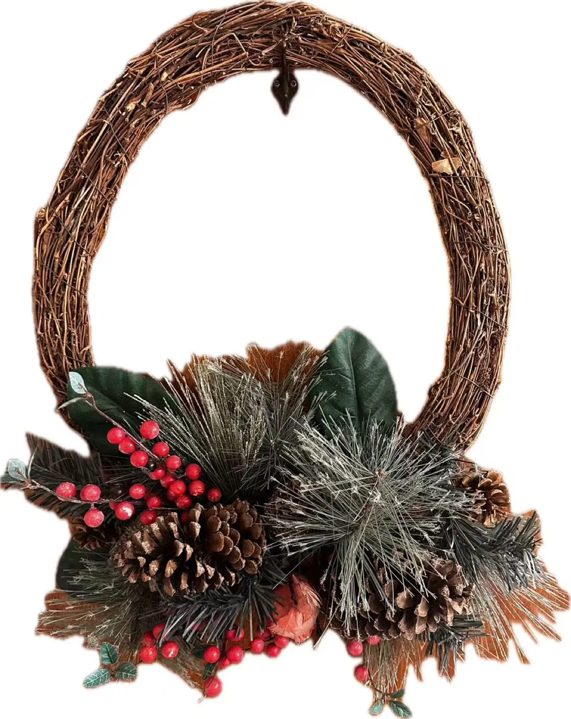 Wreath with Pinecones & Red Berries