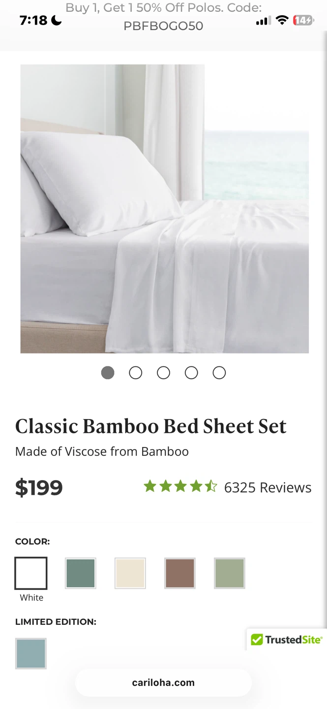 Cariloha Classic Bamboo Queen Bed Sheet Set - White - photo 3