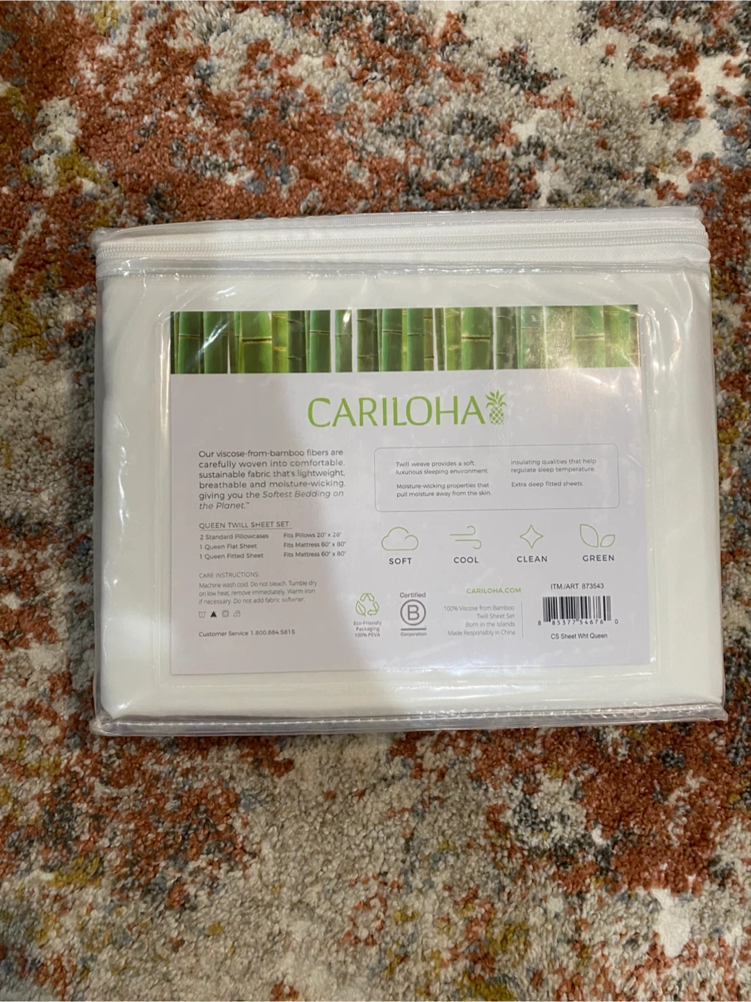 Cariloha Classic Bamboo Queen Bed Sheet Set - White - photo 2