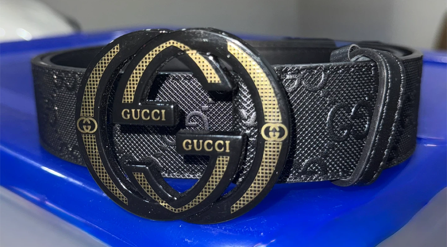 Gucci Black Leather Belt, Size 130-52
