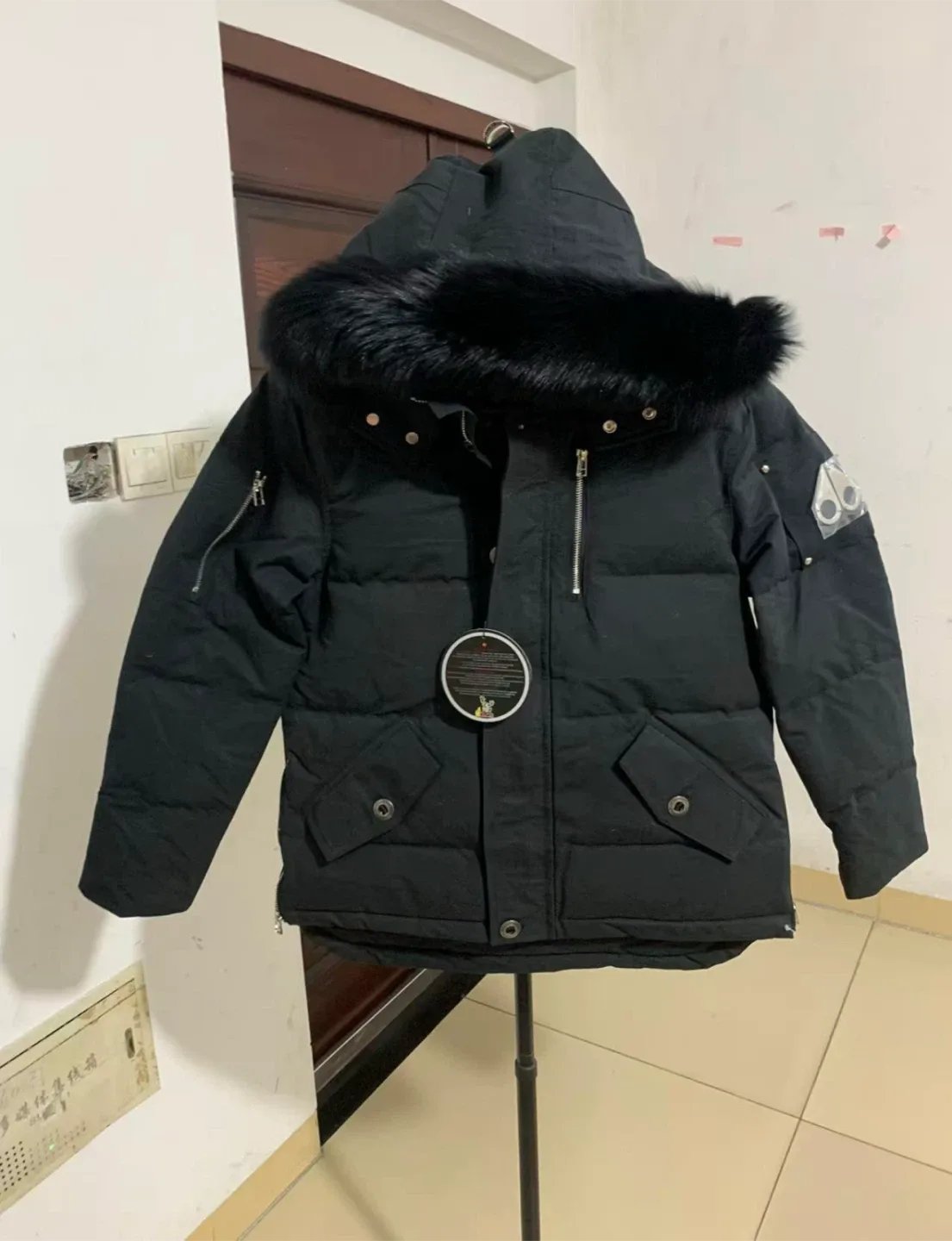 Moose Knuckles Black Down Jacket - Size M