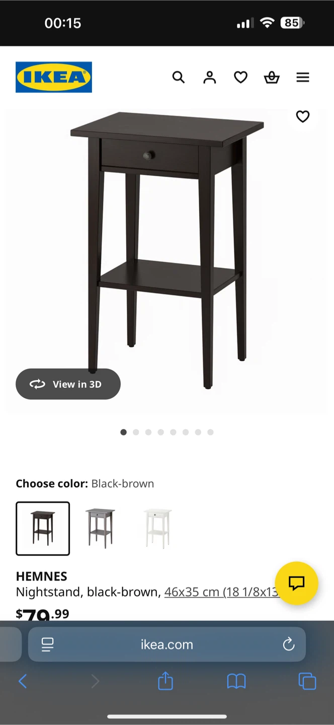 IKEA HEMNES Black-Brown Nightstand