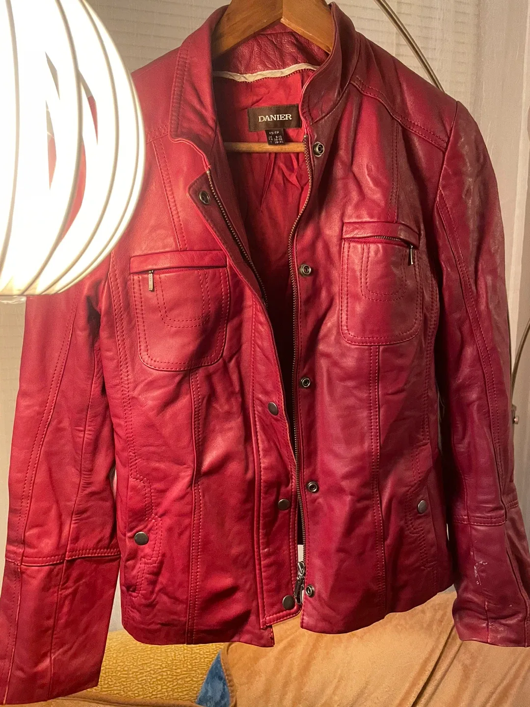 Danier Red Leather Jacket - Size XS