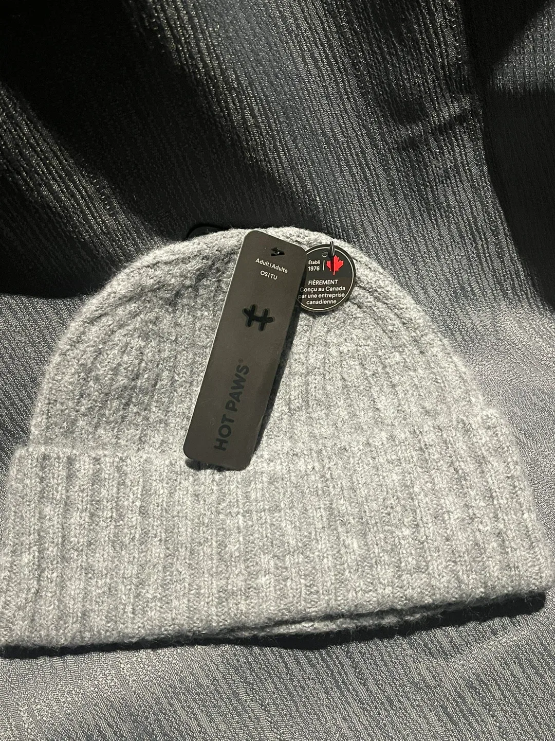 Hot Paws Grey Ribbed Knit Toque