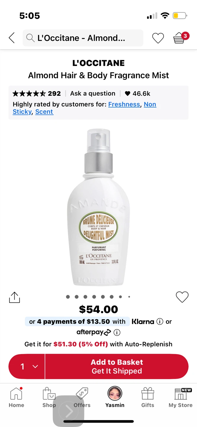 L'Occitane Almond Hair & Body Fragrance Mist