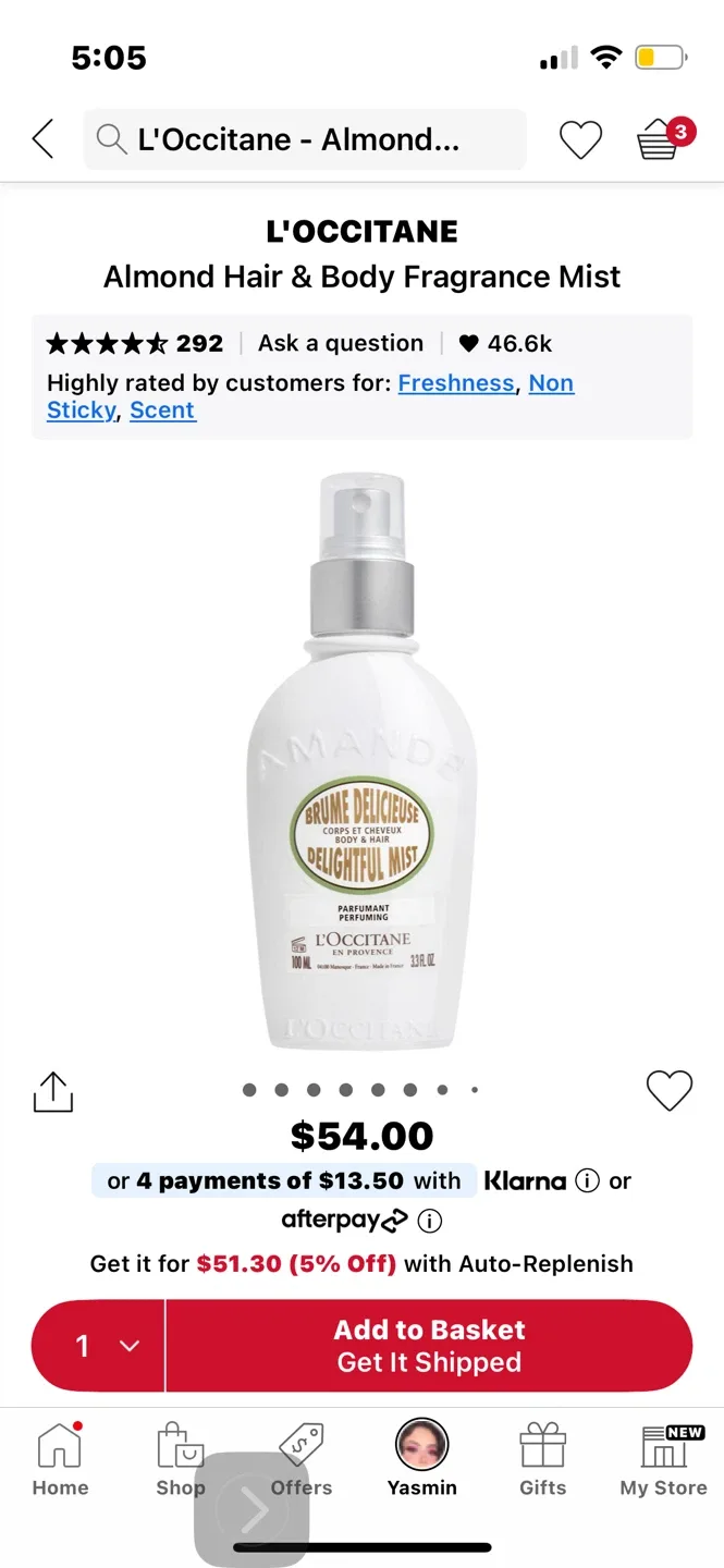 L'Occitane Almond Hair & Body Fragrance Mist