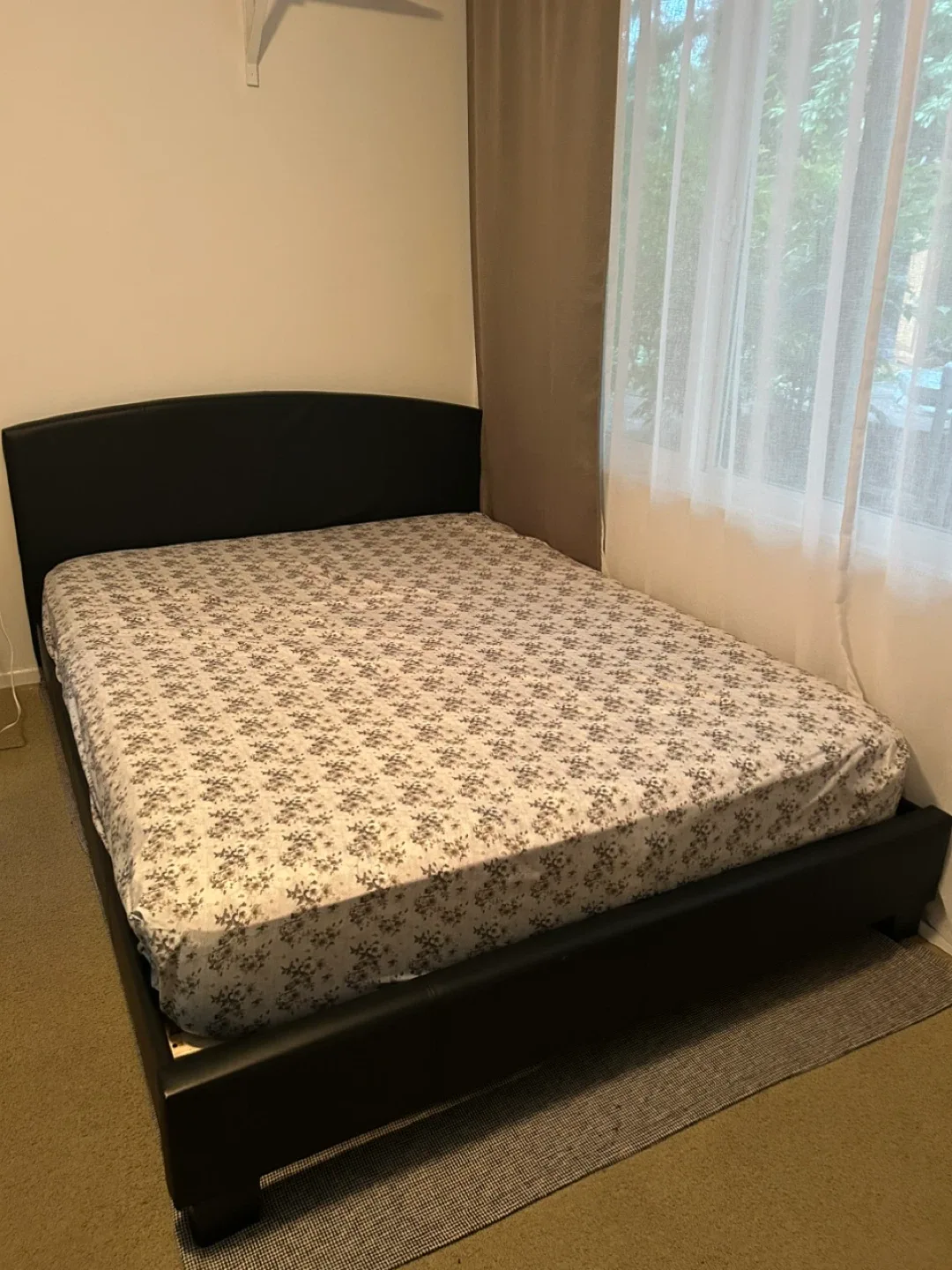 Black Faux Leather Queen Bed Frame