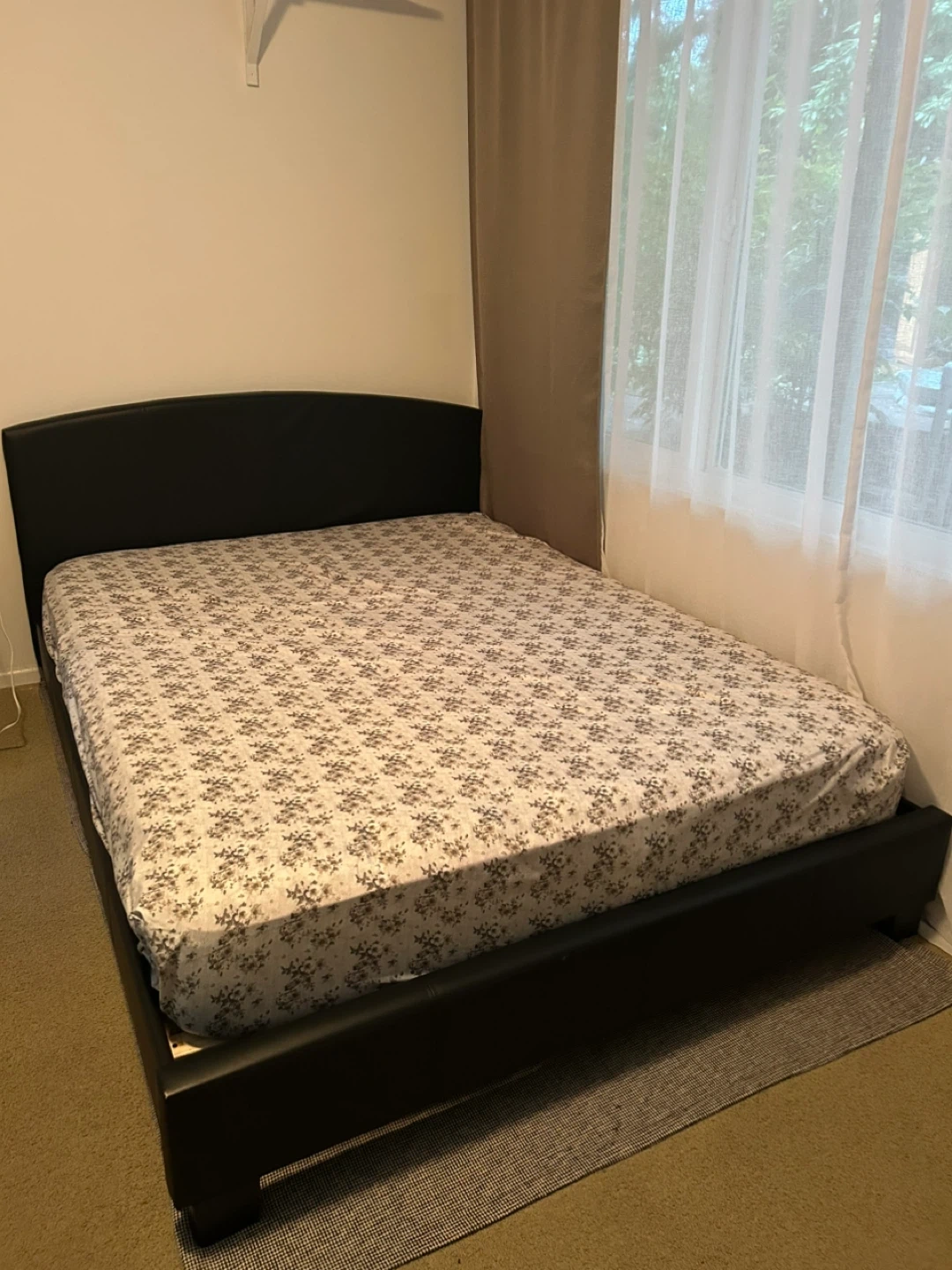 Black Faux Leather Queen Bed Frame