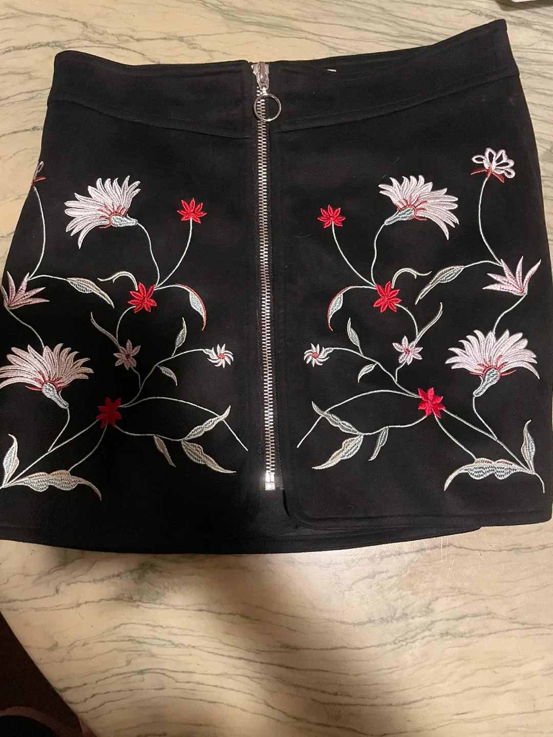 Dex Black Embroidered Mini Skirt - Size M