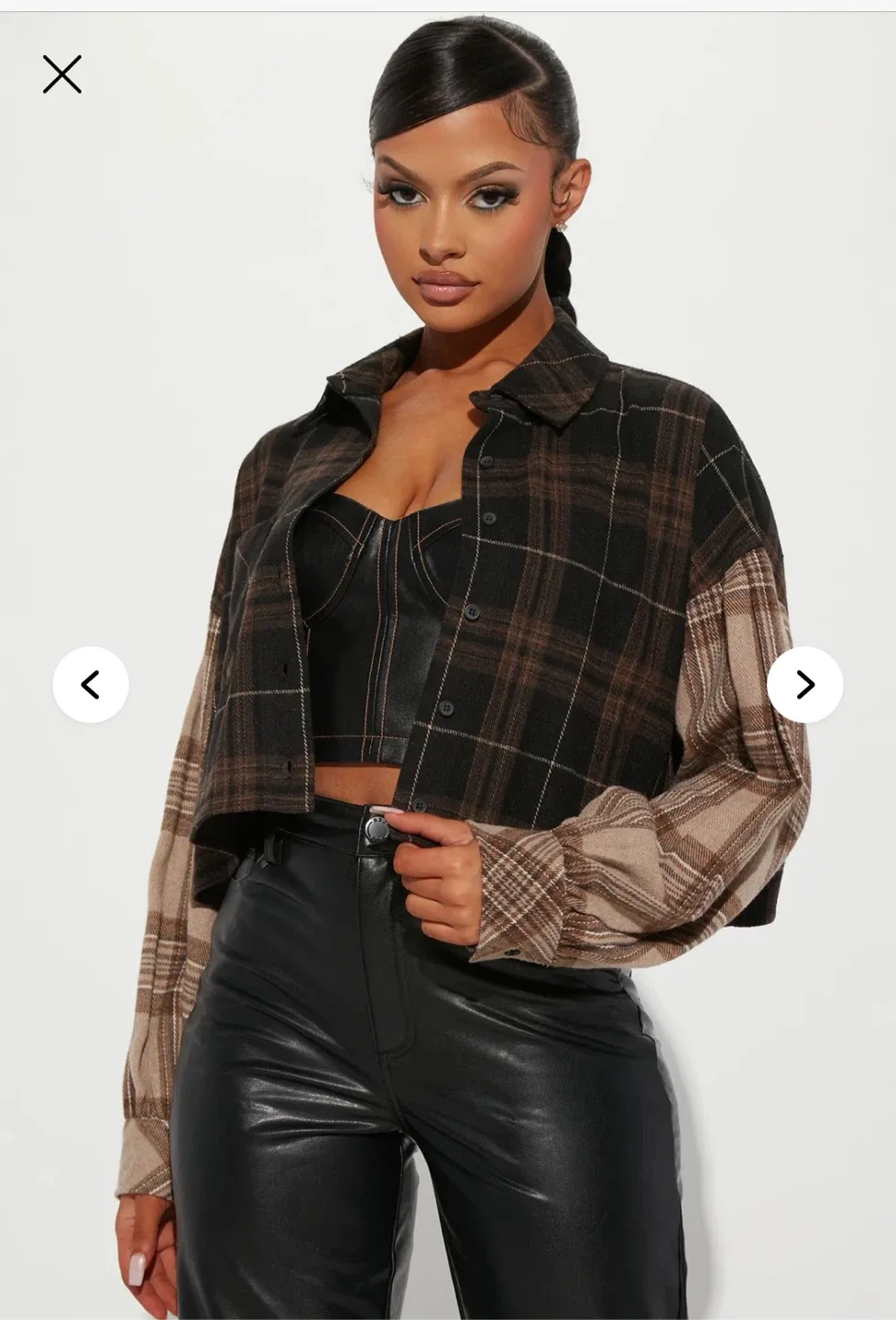 Fashion Nova Plaid Cropped Shirt Jacket