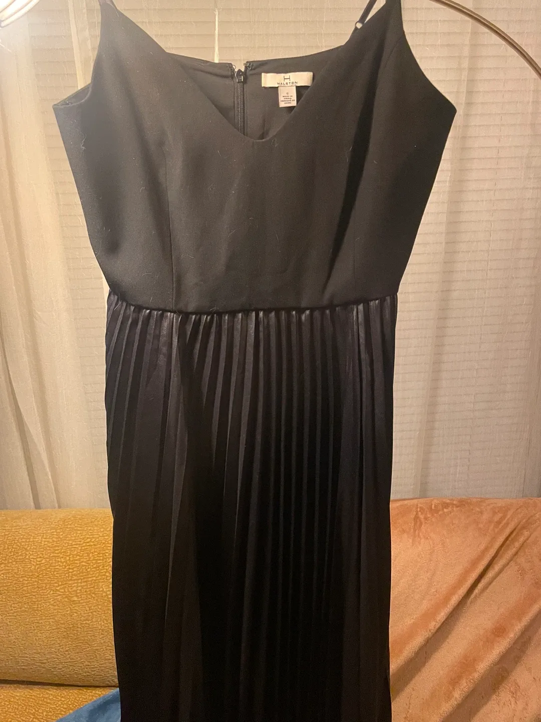 Halston Black Pleated Dress - Size 6
