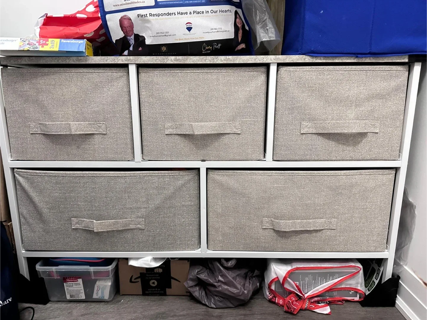 Storage Shelf with Fabric Drawers