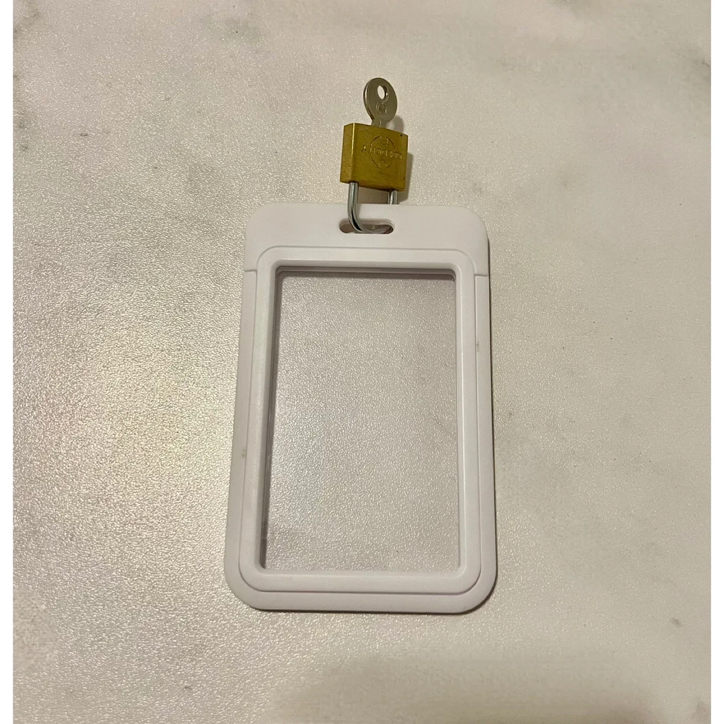 White Plastic ID Card Holder with Lock