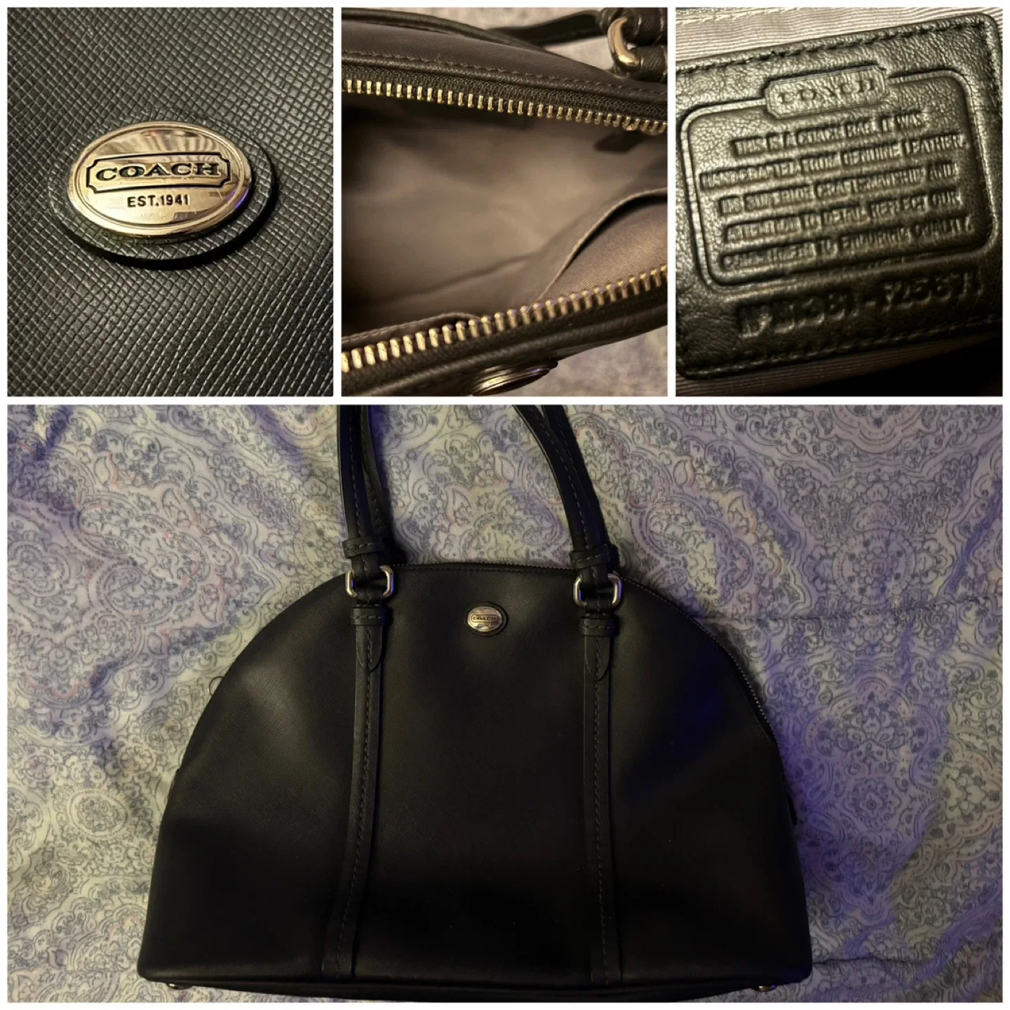(Coach) Leather Dome Satchel - Black