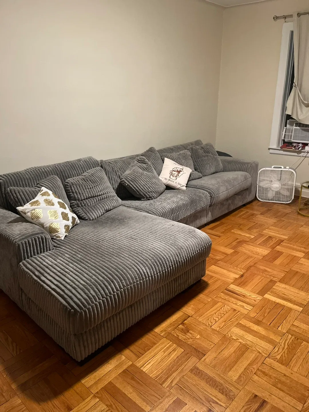 Gray Corduroy Sectional Sofa