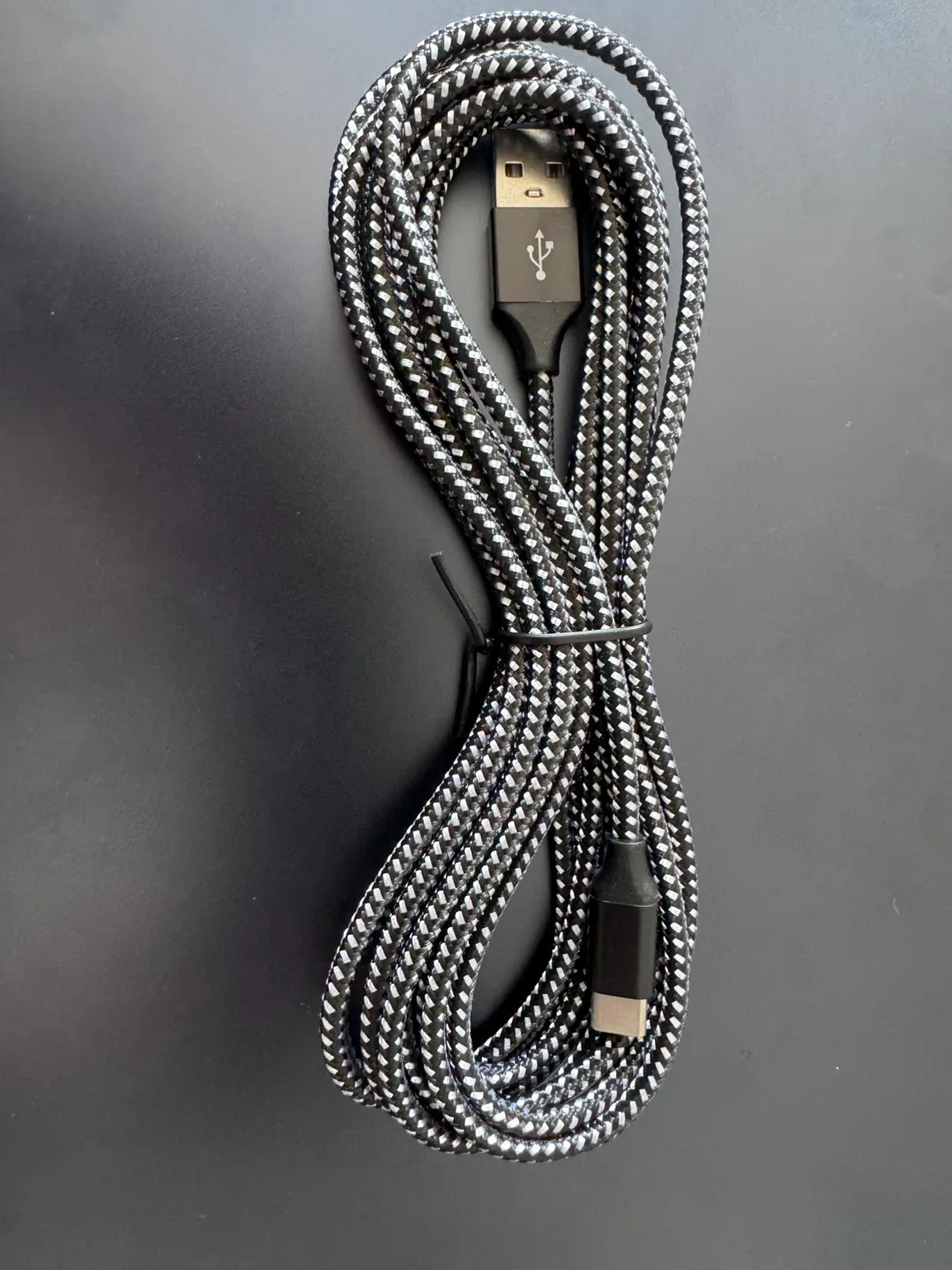 USB-A to USB-C Cable - Black & White