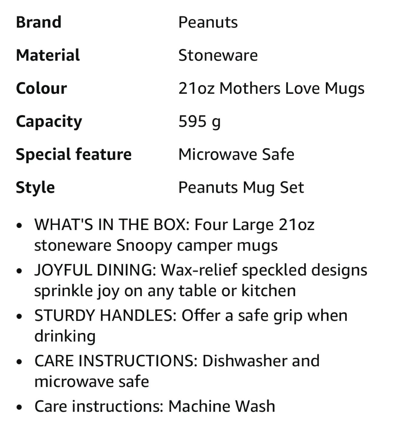 Peanuts Snoopy Mothers Love Mug Set - 4 Large 21 oz Mugs image indicator(3)