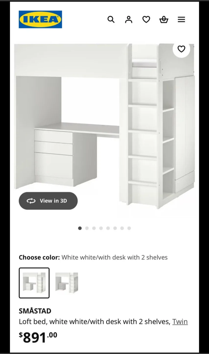 IKEA Smastad Loft bed, desk and wardrobe, kids bed