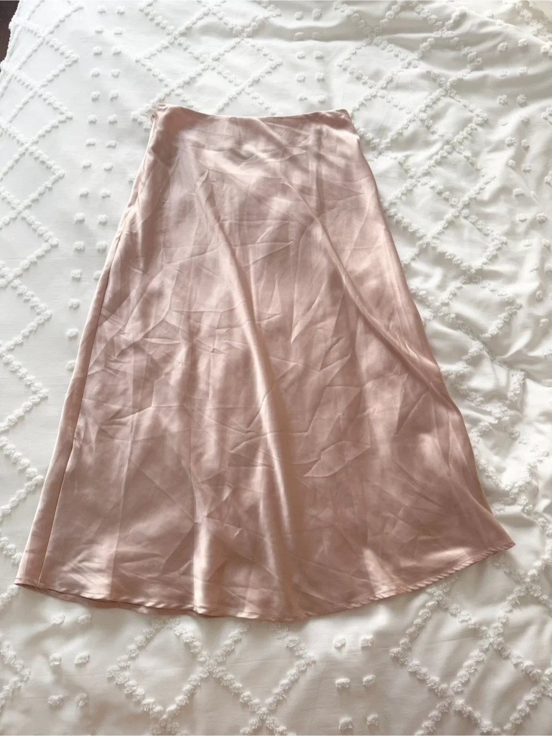 Satin Midi Skirt - Blush Pink