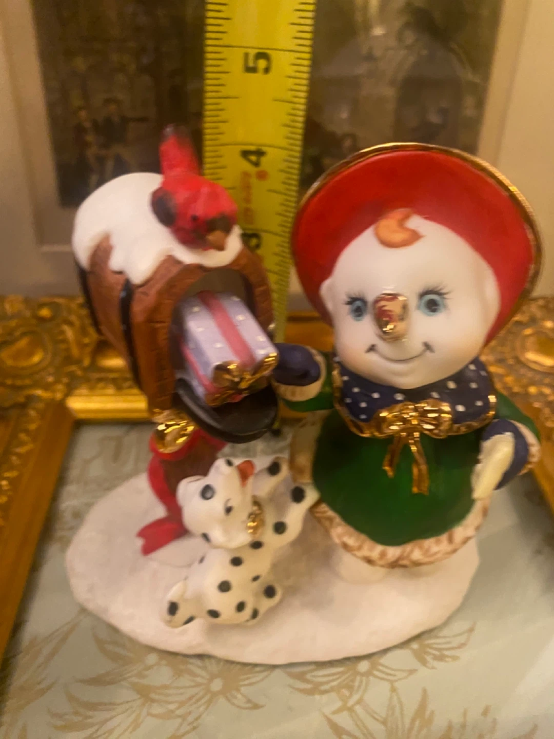 Vintage Snowman Figurine with Dog & Mailbox - photo 2