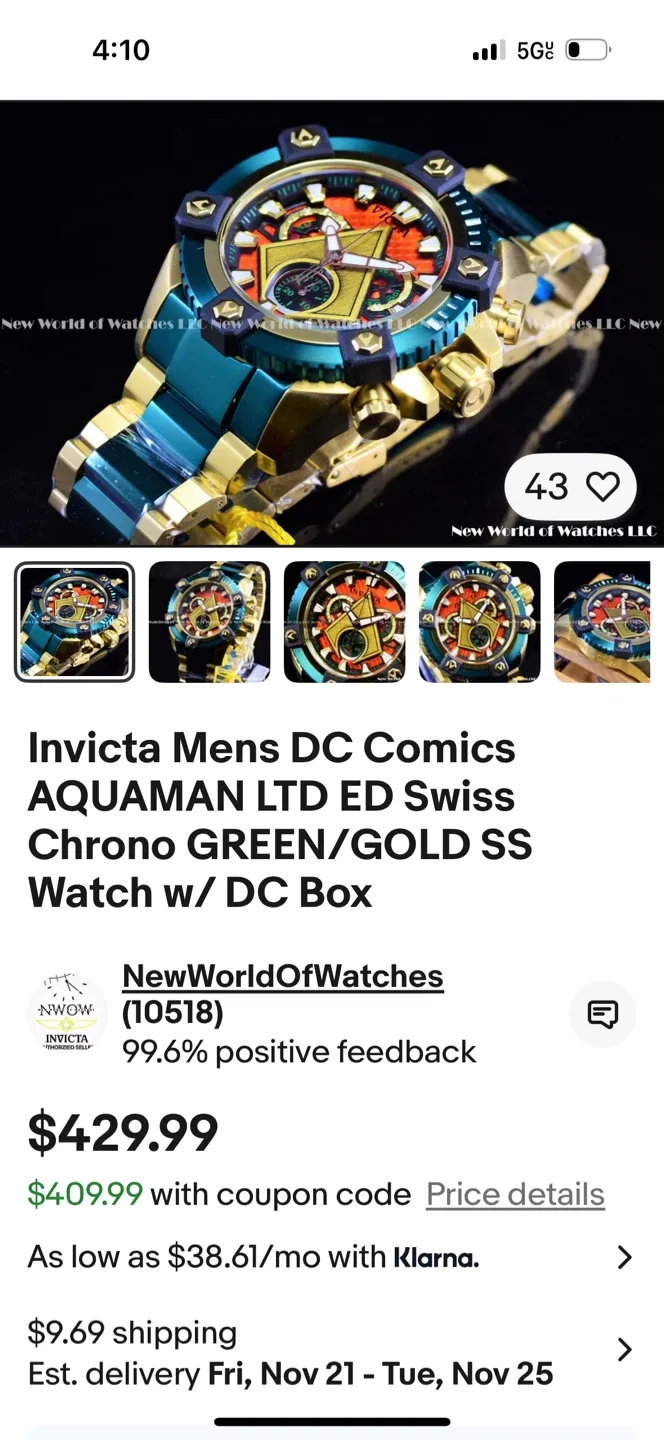 Invicta Mens DC Comics Aquaman Watch
