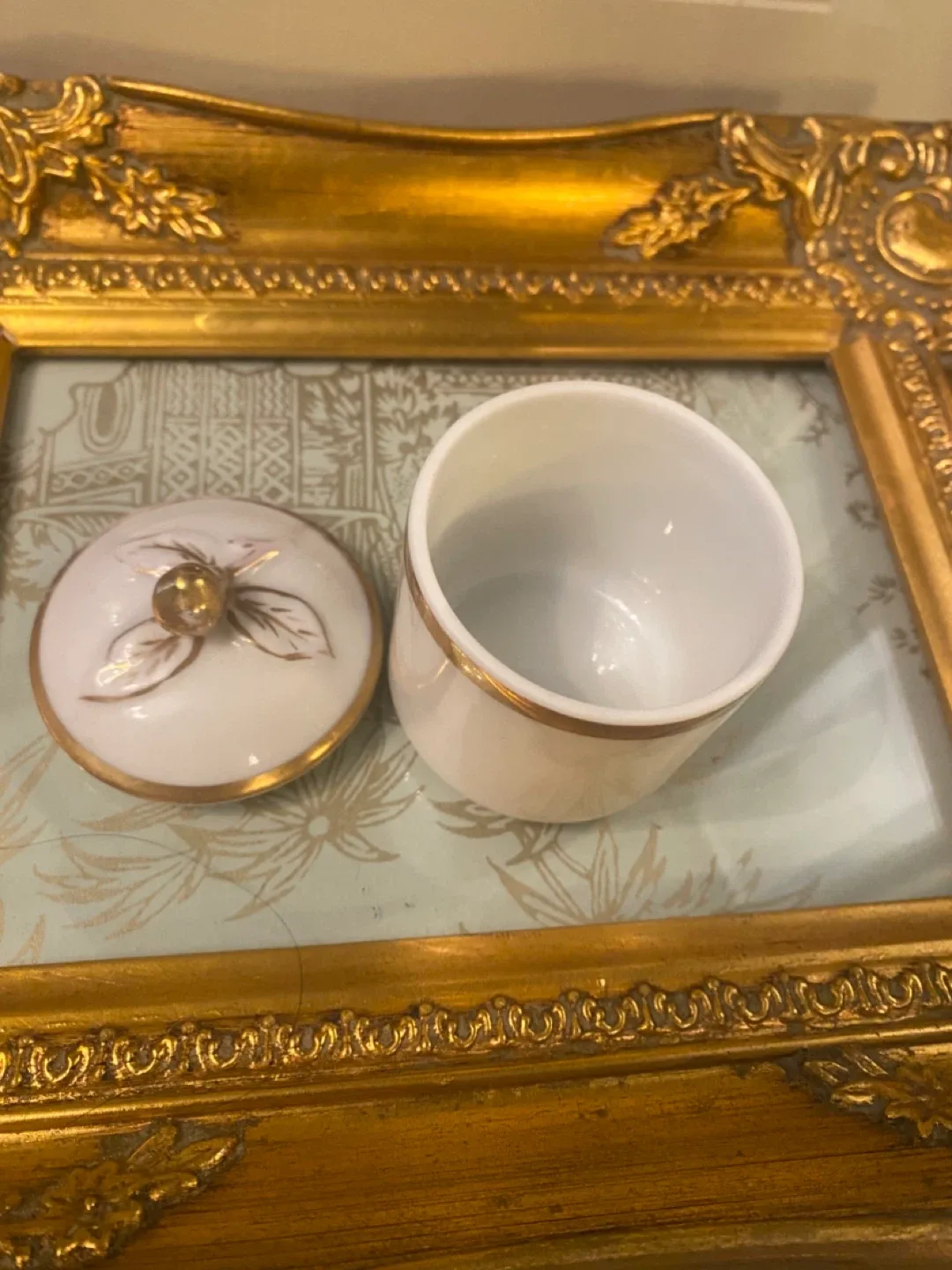 Vintage Porcelain Trinket Box with Gold Accents image indicator(2)