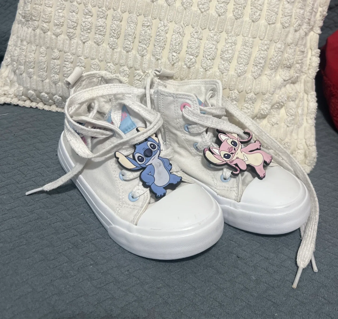 White High Top Sneakers with Stitch & Angel Charms