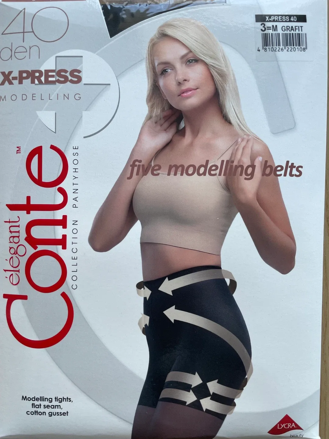 Conte Elegant X-Press 40 den Modelling Tights, Size 3, grey