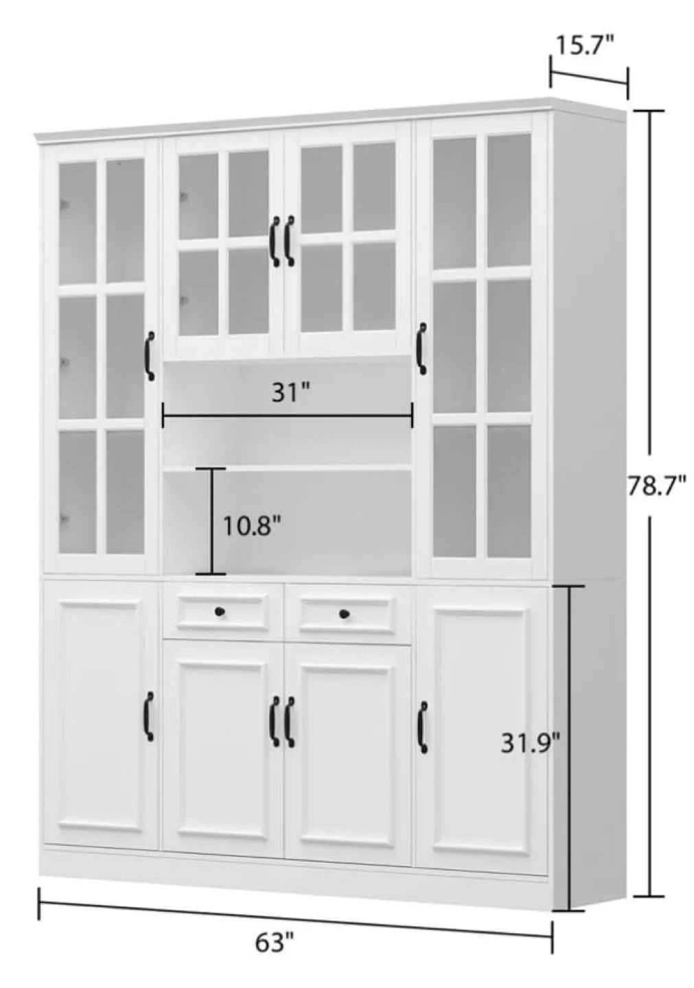 White Display Cabinet with Glass Doors image indicator(3)