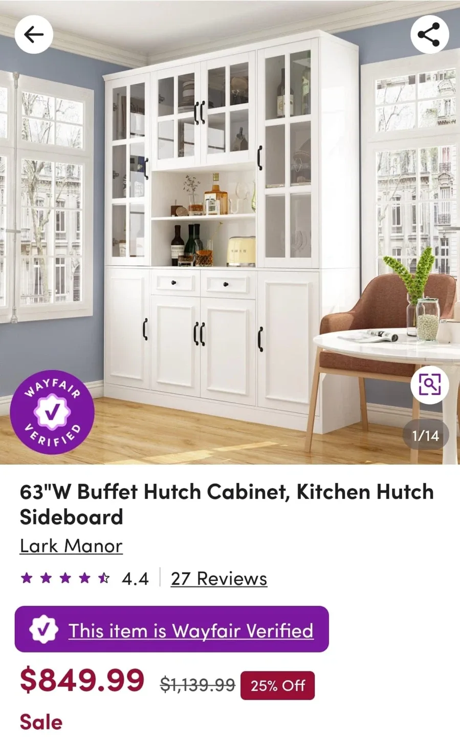 White Display Cabinet with Glass Doors image indicator(6)