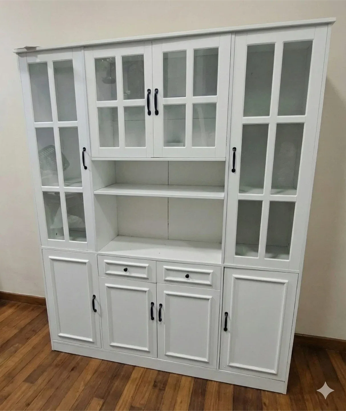 White Display Cabinet with Glass Doors