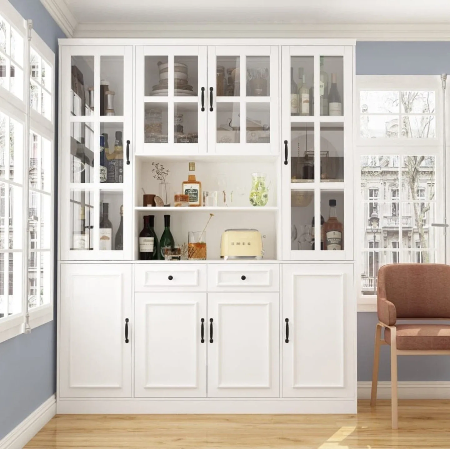 White Display Cabinet with Glass Doors image indicator(5)