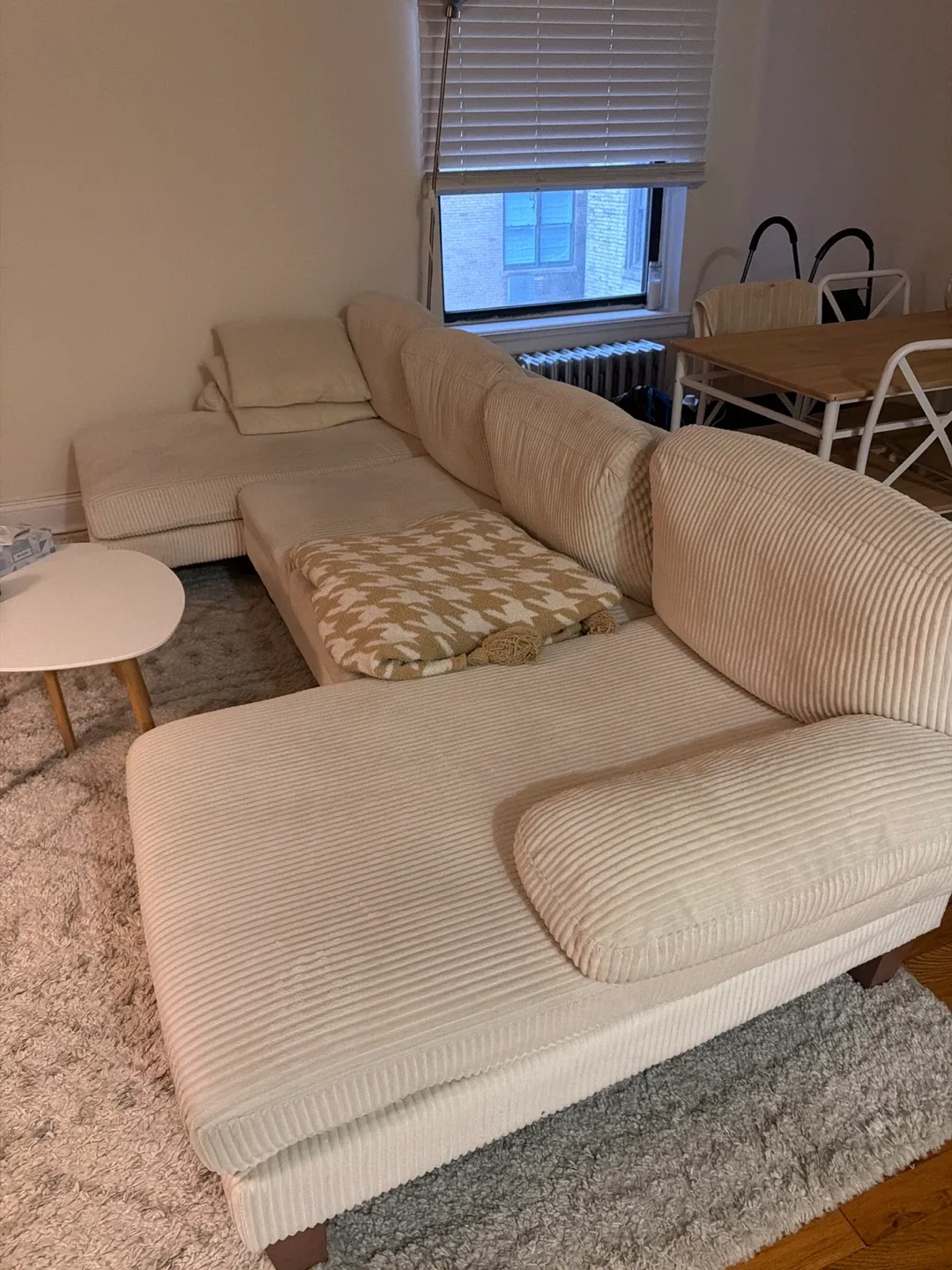 Off-White Corduroy Sectional Sofa