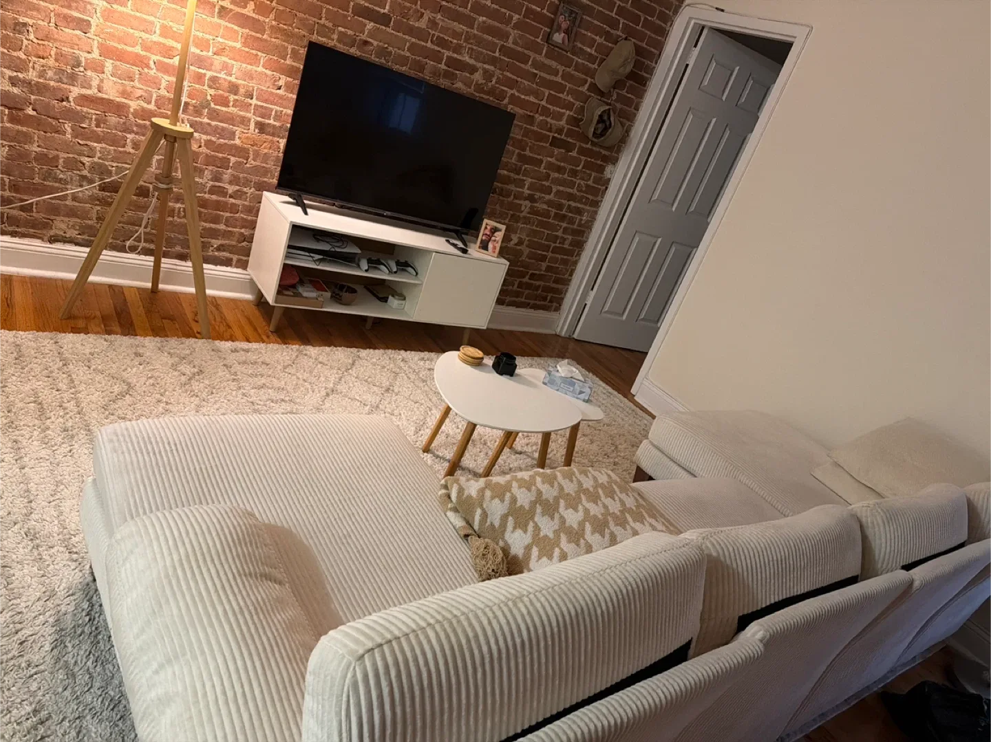 Off-White Corduroy Sectional Sofa image indicator(2)