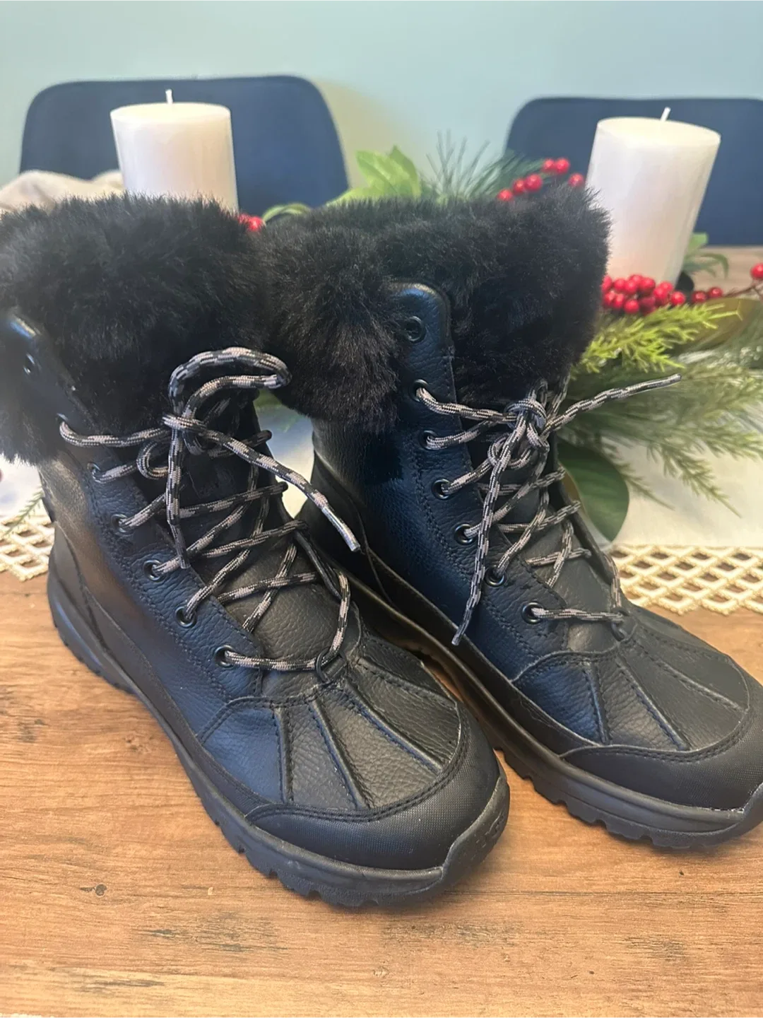 UGG Black Leather Boots - Women's Size 8