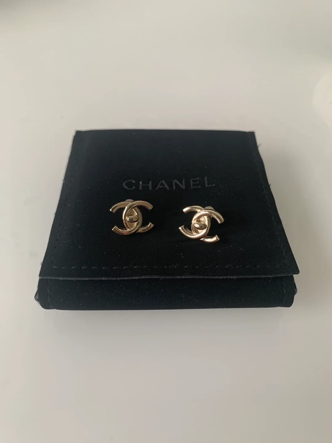 Chanel Gold CC Logo Stud Earrings