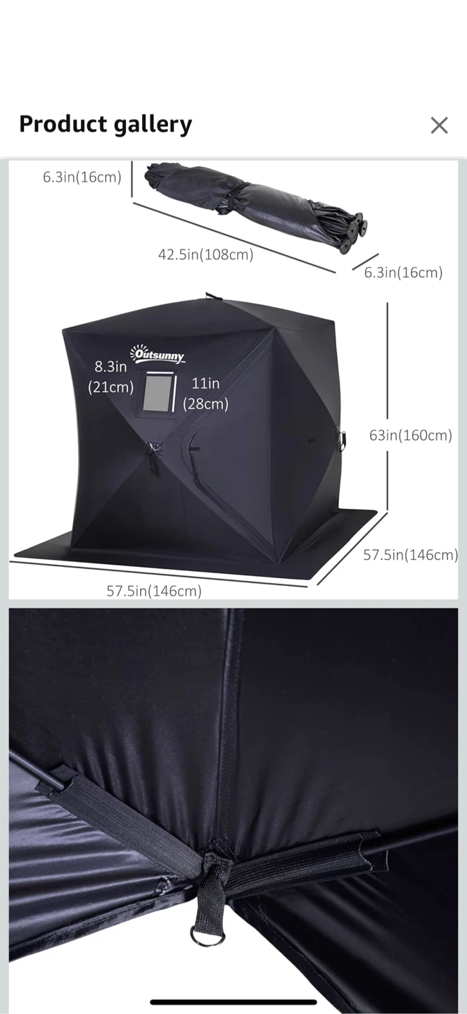 Outsunny Ice Fishing Shelter Tent - Black - photo 5