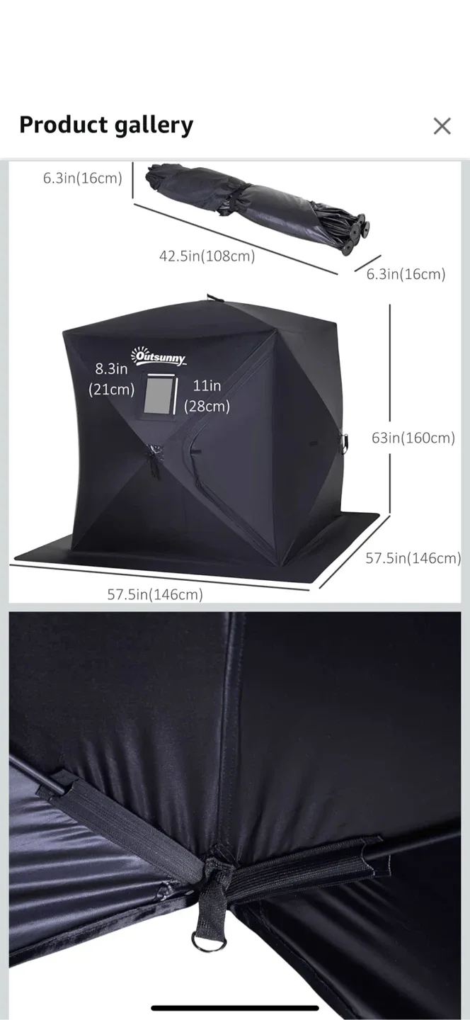 Outsunny Ice Fishing Shelter Tent - Black image indicator(5)