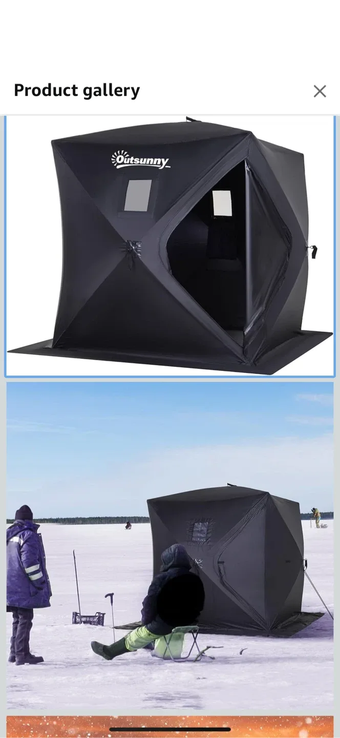 Outsunny Ice Fishing Shelter Tent - Black image indicator(2)