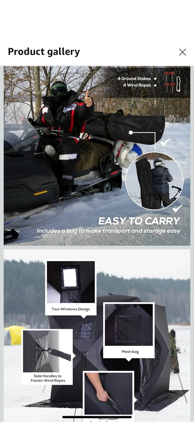 Outsunny Ice Fishing Shelter Tent - Black image indicator(4)