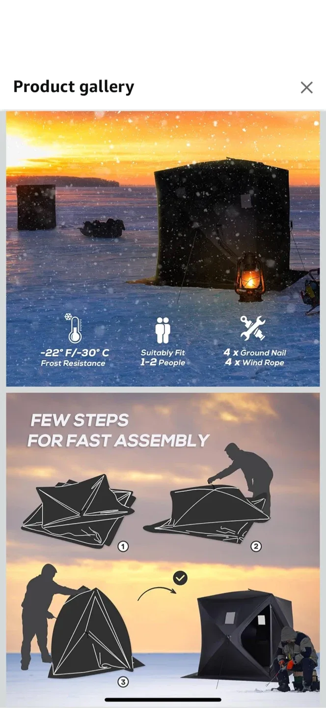 Outsunny Ice Fishing Shelter Tent - Black