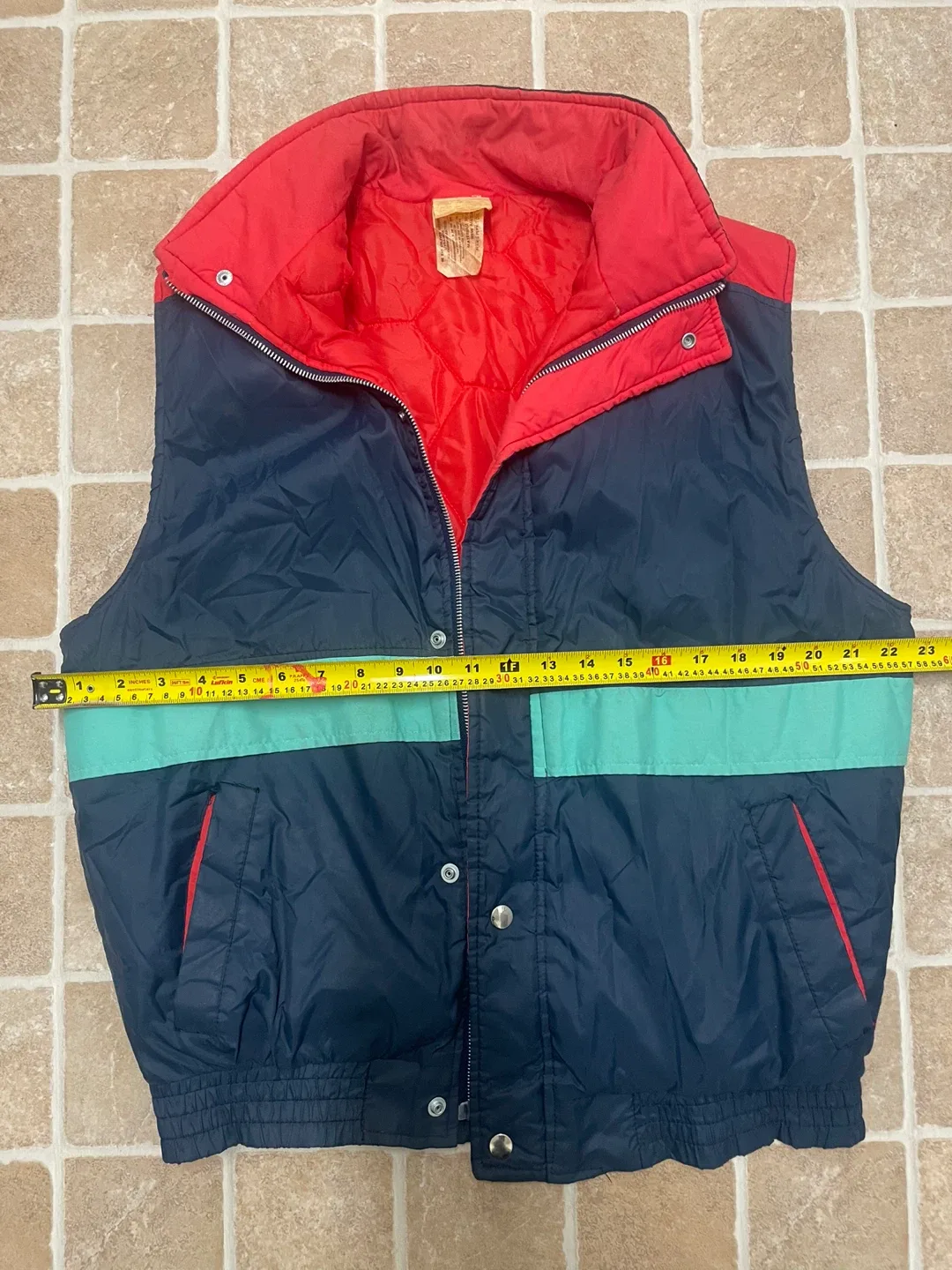 Vintage Padded Vest - Blue, Red, and Green